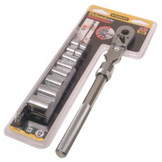 Set 8 tubulare 3/8 si clichet cu maner extensibil si cu cap rotativ in 7 puncte STANLEY