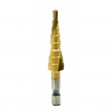 RAIDER Burghiu conic in trepte prindere hexagon 1/4 HSS-TIN 4-12 mm RAIDER Burghiu conic in trepte prindere hexagon 1/4 HSS-TIN 4-12 mm