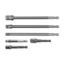 YATO Set 6 adaptoare, prindere hexagonala 1/4", patrat de 1/4", 3/8", 1/2", lungime 50 si 150 mm