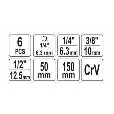 YATO Set 6 adaptoare, prindere hexagonala 1/4&quot..