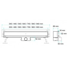 FALA Rigola dus liniar inox 30 cm, pentru perete..