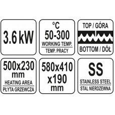 YATO Gratar dublu, electric, 3.6 kW, 58 x 41 x 19 ..