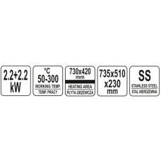 YATO Plita electrica 2 x 2.2 kW, 73.5 x 51 x 23 cm..