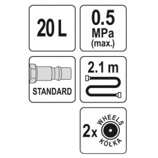 YATO Pompa pneumatica pentru ulei 20 L, furtun 2.1..