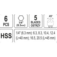 YATO Set 6 zencuitoare conice, prindere hexagonala..