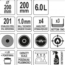 YATO Oala cu capac, 20 x 20 cm, capacitate 6L, pen..