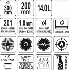 YATO Cratita cu capac, 30 x 20 cm, capacitate 14 L..
