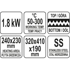 YATO Gratar electric, putere 1.8 kW, 32 cm...