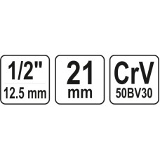 YATO Cheie tubulara hexagonala 21 mm, prindere pat.. YATO Cheie tubulara hexagonala 21 mm, prindere pat..