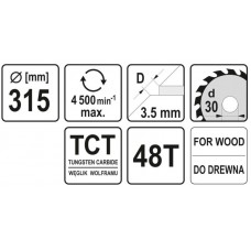 YATO Disc circular 315 x 3.5 x 30, 48T, pentru lem.. YATO Disc circular 315 x 3.5 x 30, 48T, pentru lem..