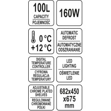 YATO Vitrina frigorifica 160 W, capacitate 100 L, .. YATO Vitrina frigorifica 160 W, capacitate 100 L, ..