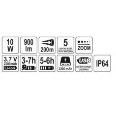 YATO Lanterna cu acumulator, Li-Ion 3.7 V, LED 10 ..
