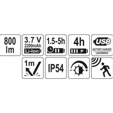 YATO Lanterna LED pentru cap, cu acumulator Li-Ion..