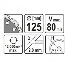 YT-59962 YATO Disc diamantat segmentat 125 x 22.2 ..