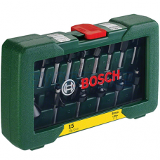 Set accesorii Bosch freze 15 piese, Ø tija 8 mm