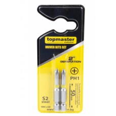 TOPMASTER Set 2 biti cruce PH1 prindere hexagonala..