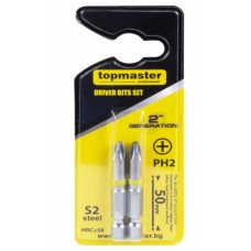 TOPMASTER Set 2 biti cruce PH2 prindere hexagonala..
