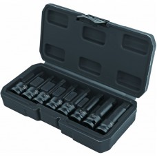 TOPMASTER Set 8 chei tubulare hexagonale de impact H6-H19 prindere patrat 1/2 Cr-Mo