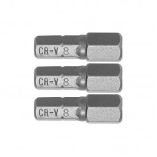 65505 STHOR Set 3 biti profil hexagonal 8x25 mm, prindere hexagonala 1/4"
