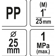 FLO Conector pentru tevi PP, dimensiune 25 mm x 1&.. FLO Conector pentru tevi PP, dimensiune 25 mm x 1&..