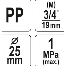 FLO Conector pentru tevi PP, dimensiune 25 mm x 3/.. FLO Conector pentru tevi PP, dimensiune 25 mm x 3/..