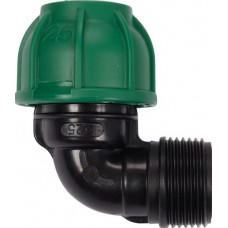 FLO Conector pentru tevi PP, 90 grade, dimensiune 25 mm x 1", presiune 10 BAR