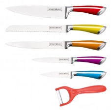 RL-SS601 ROYALTY LINE Set 6 cutite inox, maner colorat, dimensiune 3.5-8".