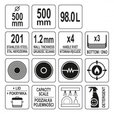 YATO Oala inalta cu capac, 50 x 50 cm, capacitate ..