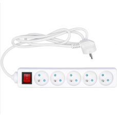 VOREL Prelungitor electric cu impamantare, 5 prize, 1.5 m, Alb, Plastic, ON/OFF VOREL Prelungitor electric cu impamantare, 5 prize, 1.5 m, Alb, Plastic, ON/OFF