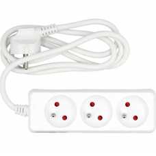 VOREL Prelungitor electric cu impamantare, 3 prize, 1.5 m, Alb, Plastic
