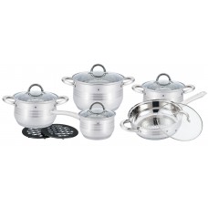 HERENTHAL Set cratite inox cu capace de sticla termorezistenta,12 piese HERENTHAL Set cratite inox cu capace de sticla termorezistenta,12 piese