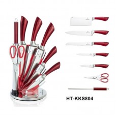 HT-KKS804 HERENTHAL Set de cutite, 8 piese, rosu HT-KKS804 HERENTHAL Set de cutite, 8 piese, rosu