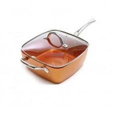RL-CD24 ROYALTY LINE Tigaie patrata 24 cm, interior placat cupru, Non Stick 4 in 1.