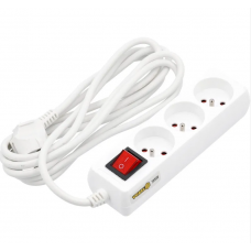 VOREL Prelungitor electric cu impamantare, 3 prize, 3 m, Alb, Plastic, ON/OFF VOREL Prelungitor electric cu impamantare, 3 prize, 3 m, Alb, Plastic, ON/OFF