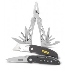 Set de trei instrumente un multifunctional si doua cutite pliabile STANLEY.