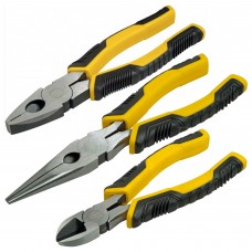 Set 3 clesti cu manere control grip combinat 150 mm cu taiere diagonala 150 mm si cu varf lung 150 mm STANLEY