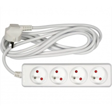 VOREL Prelungitor electric cu impamantare, 4 prize, 3 m, Alb, Plastic VOREL Prelungitor electric cu impamantare, 4 prize, 3 m, Alb, Plastic