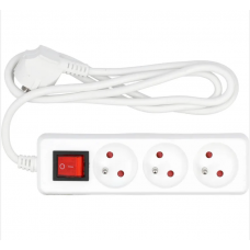 VOREL Prelungitor electric cu impamantare, 3 prize, 1.5 m, Alb, Plastic, ON/OFF VOREL Prelungitor electric cu impamantare, 3 prize, 1.5 m, Alb, Plastic, ON/OFF