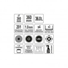 YG-00016 YATO GASTRO Oala inalta cu capac 36X36cm,..
