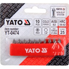 Trusa 10 biti cruce PH1 25 mm YATO