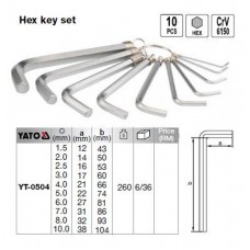 Yato Set 10 chei imbus locas hexagonal tip L dimen..