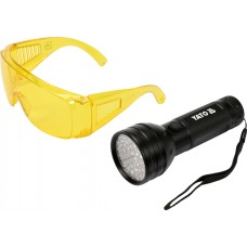 Kit lanterna led UV si ochelari de protectie YATO