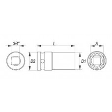 YATO Cheie tubulara lunga de impact 29mm, prindere..
