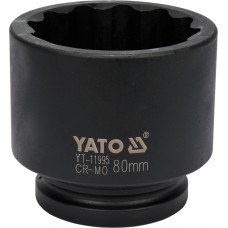 Cheie tubulara bihexagonala de impact 1" de 80 mm YATO