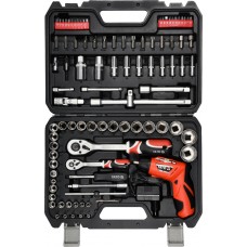 Trusa tubulare 1/2 si 1/4 si surubelnita cu acumulator 100 de bucati YATO
