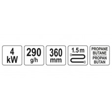 YATO Arzator 4 kW, lungime 360 mm, cu 3 duze, lipi..