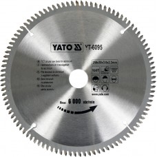 Disc fierastrau wolfram pentru aluminiu 250 mm x 100T YATO
