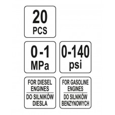 YATO Set manometru pompa injectie carburant, 20 pi..