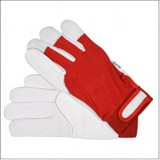 YT-746418 YATO Manusi de lucru din bumbac si piele naturala, marime 8, rosu