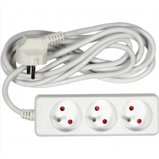 VOREL Prelungitor electric cu impamantare, 3 prize, 3 m, Alb, Plastic VOREL Prelungitor electric cu impamantare, 3 prize, 3 m, Alb, Plastic